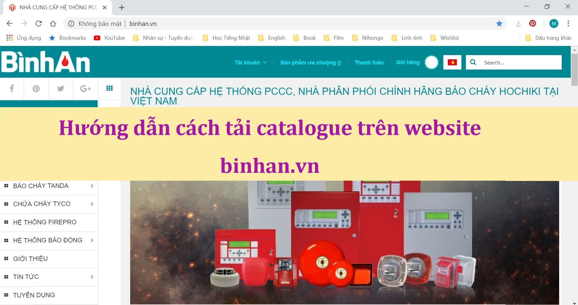 Hướng dẫn cách tải catalogue trên website binhan.vn